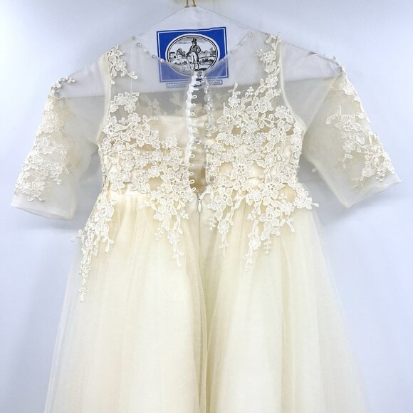 Flower Girl Lace Tulle Ivory Full Length Gown Toddler 5 - Picture 5 of 7